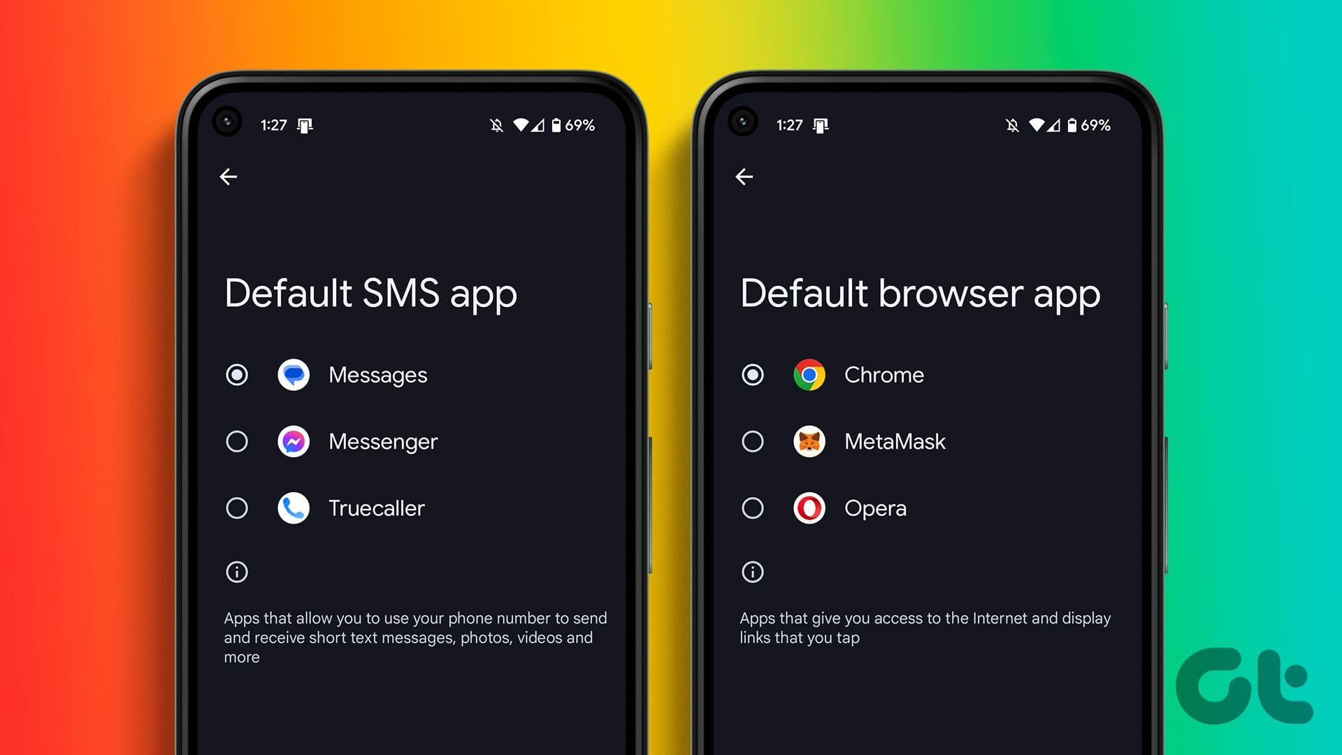 Change default apps on Android