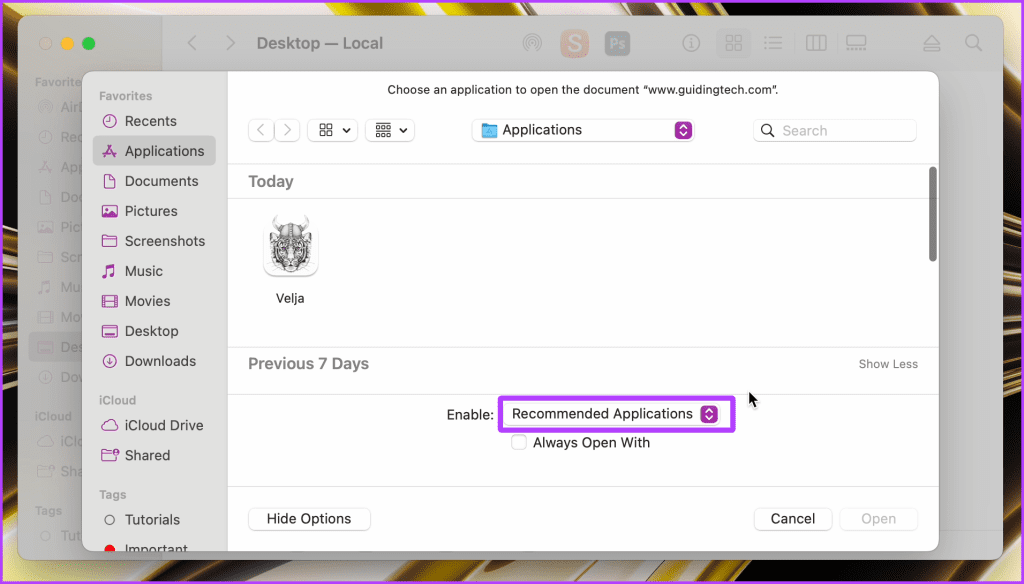 Navigating to the Applications in Finder