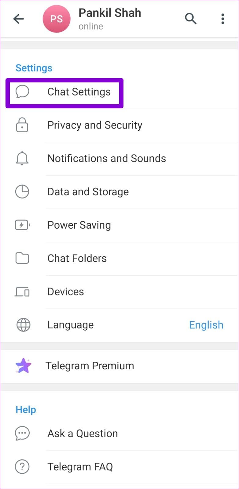 Chat Settings in Telegram
