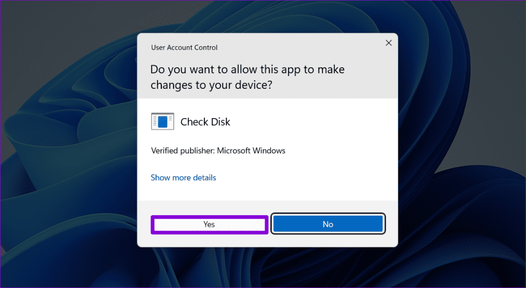 Check Disk UAC