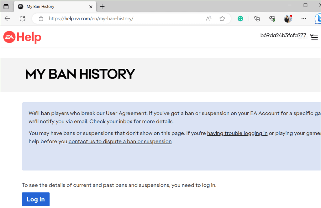 Check EA Ban History
