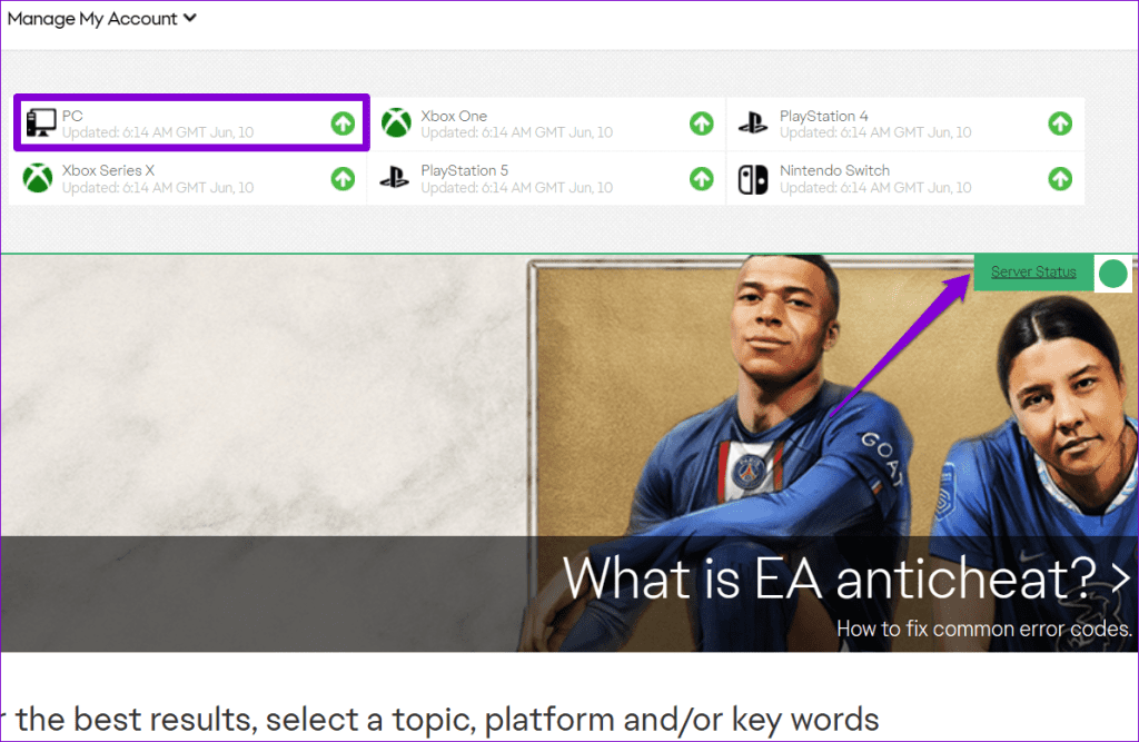 Check EA Server Status for FIFA 23