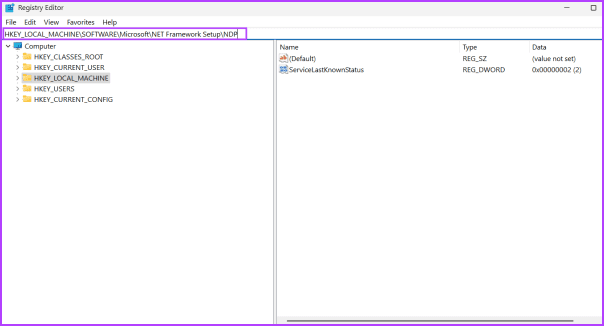 Check NET Framework Version using registry editor