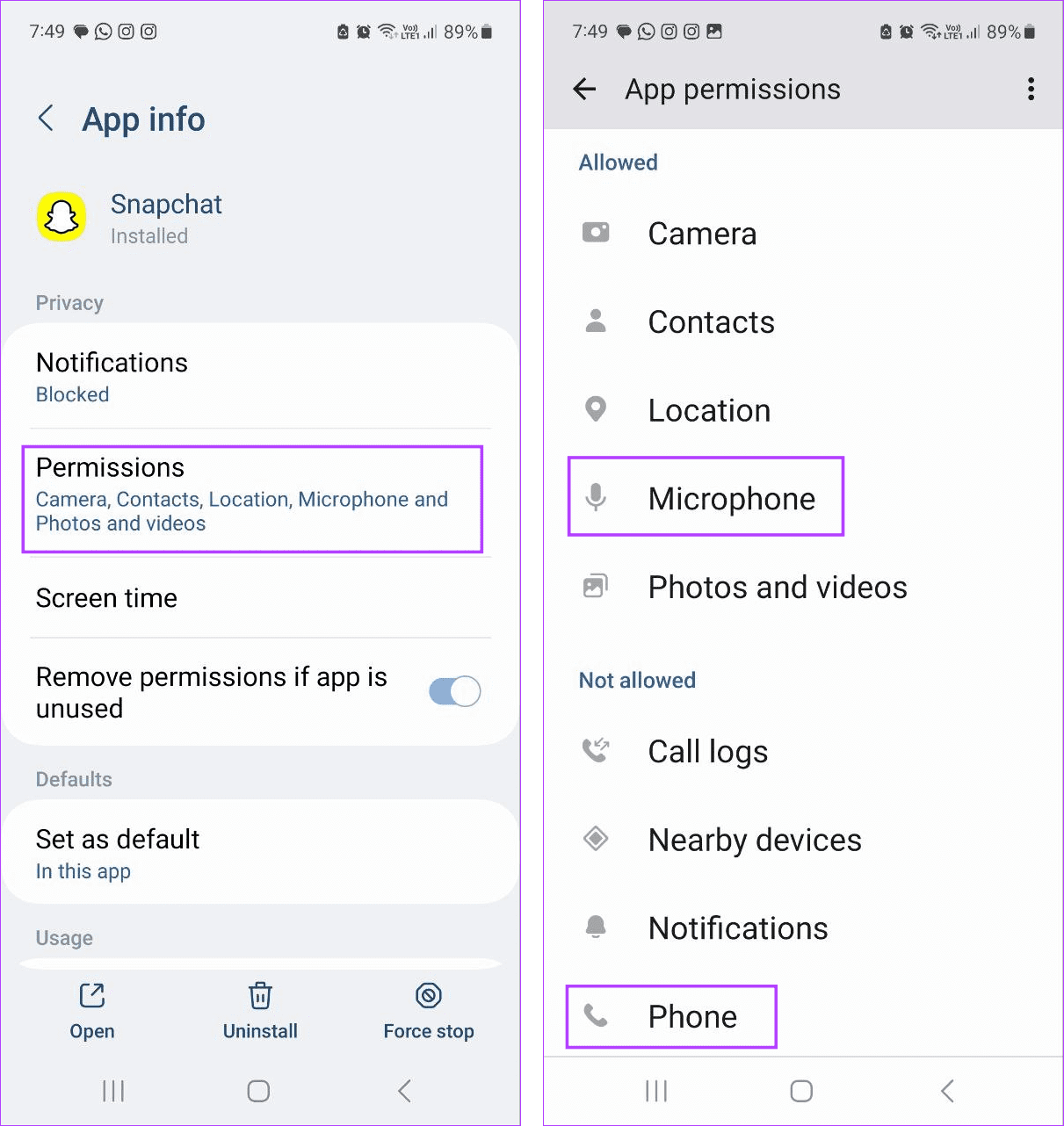 Check Snapchat Permission on Android