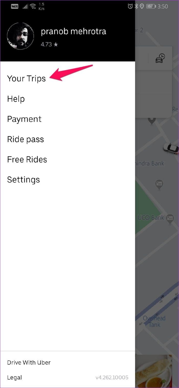Check Uber Ride History 9