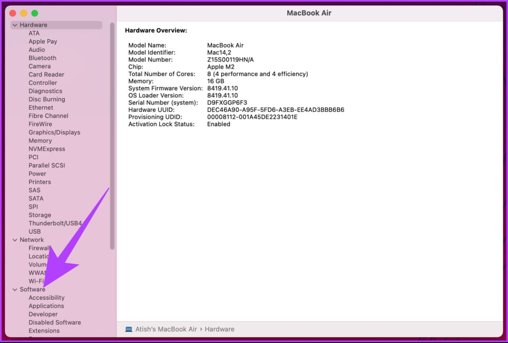 click on Software