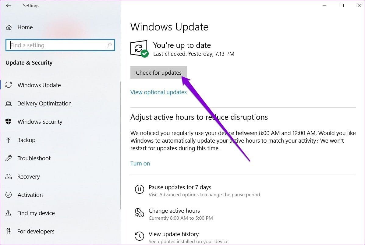 Check for Windows Updates