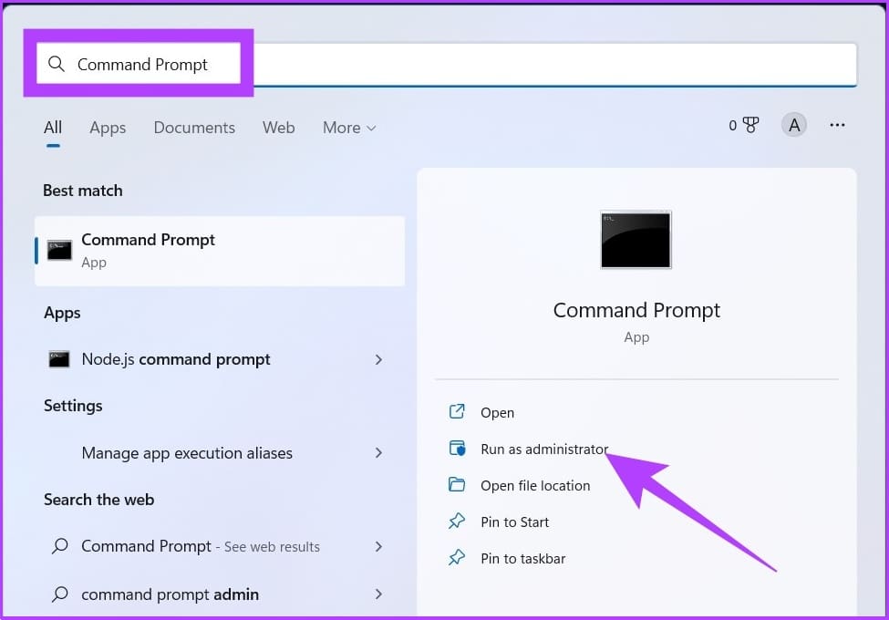 Press the Windows key, type Command Prompt
