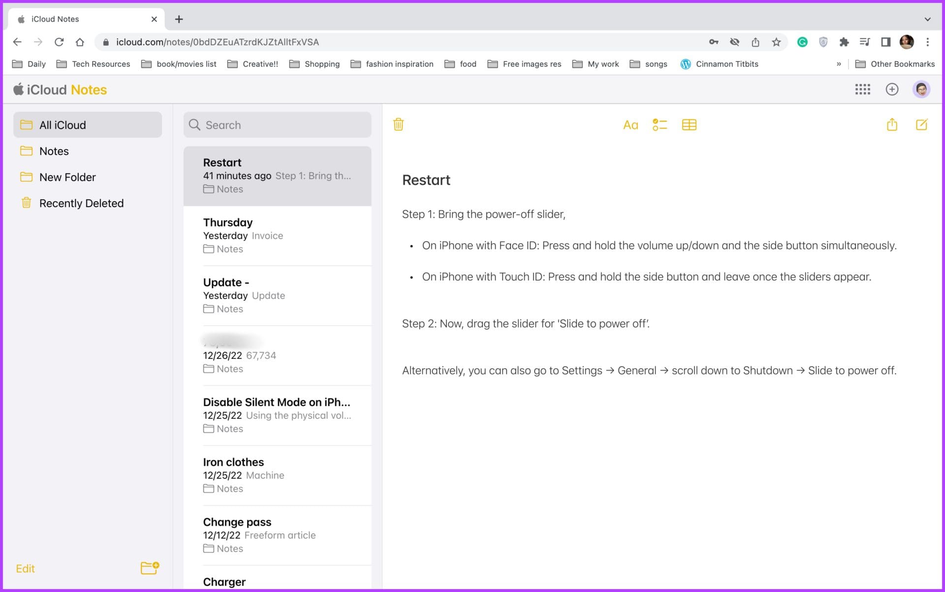 Look for the missing notes on iCloud