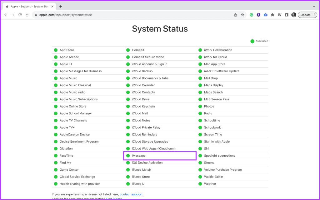 Check iMessage Server Status