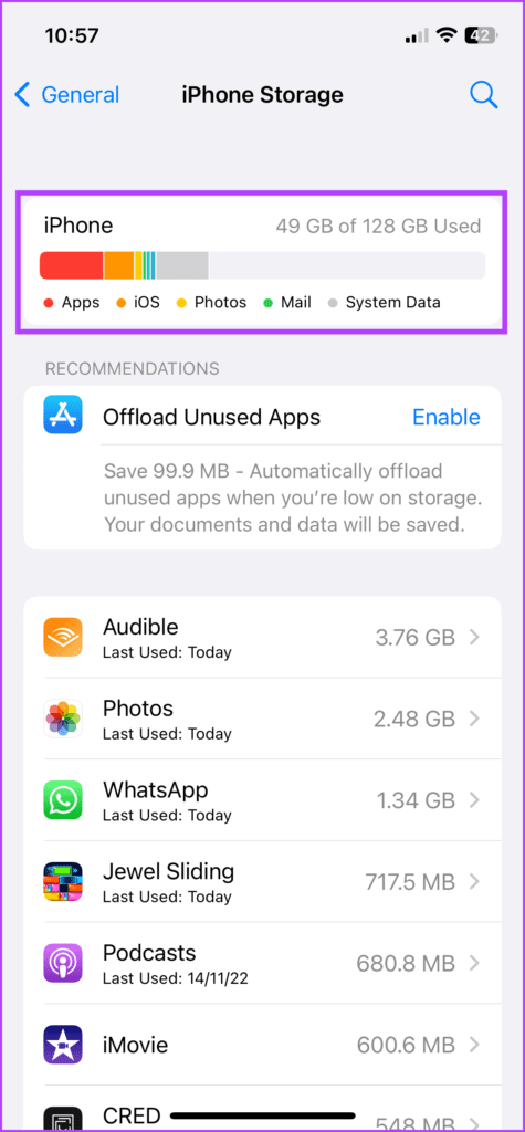 Check iPhone Storage