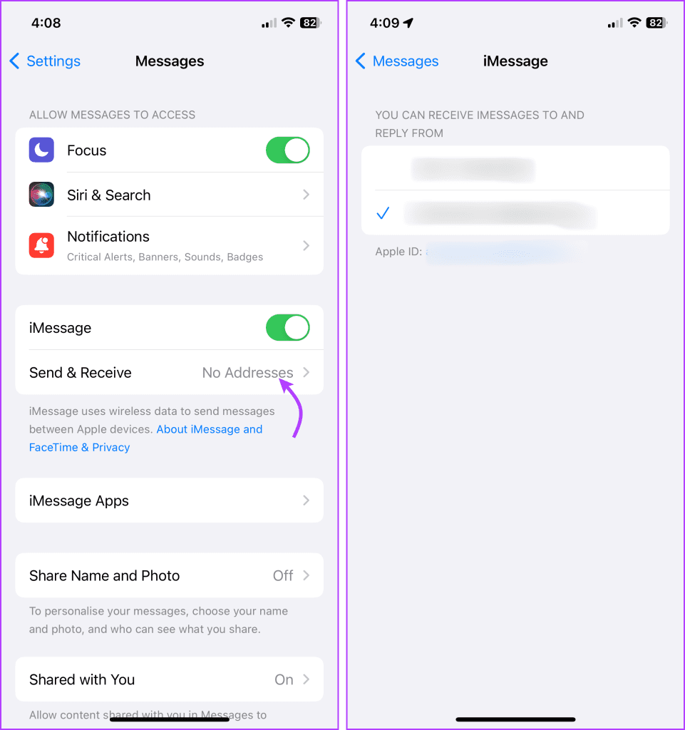 Check your Apple ID or Number registered for iMessage