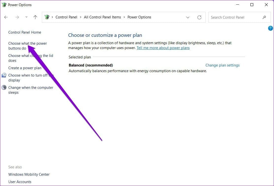 Choose What Power Button Does on Windows