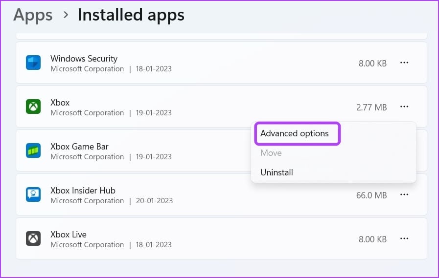 Choosing Advanced option in the Settings app