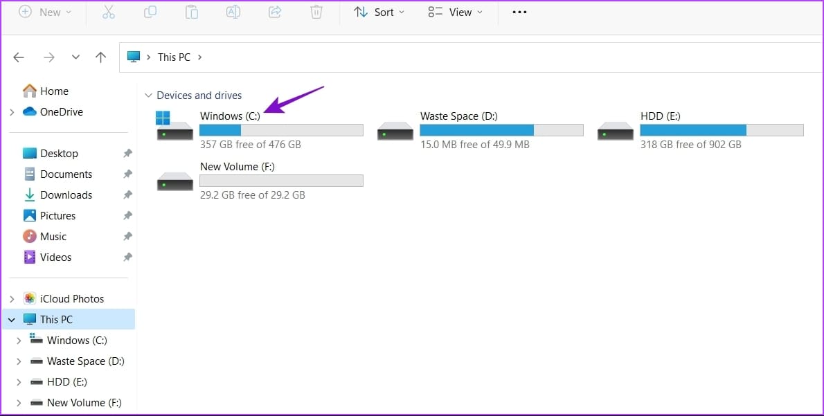 Choosing the OS drive in This PC