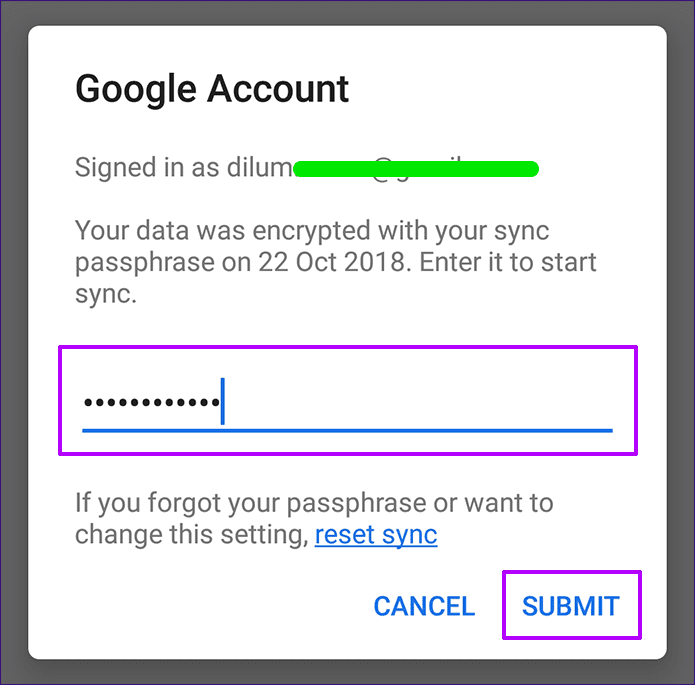 Chrome Use Sync Passphrase 8