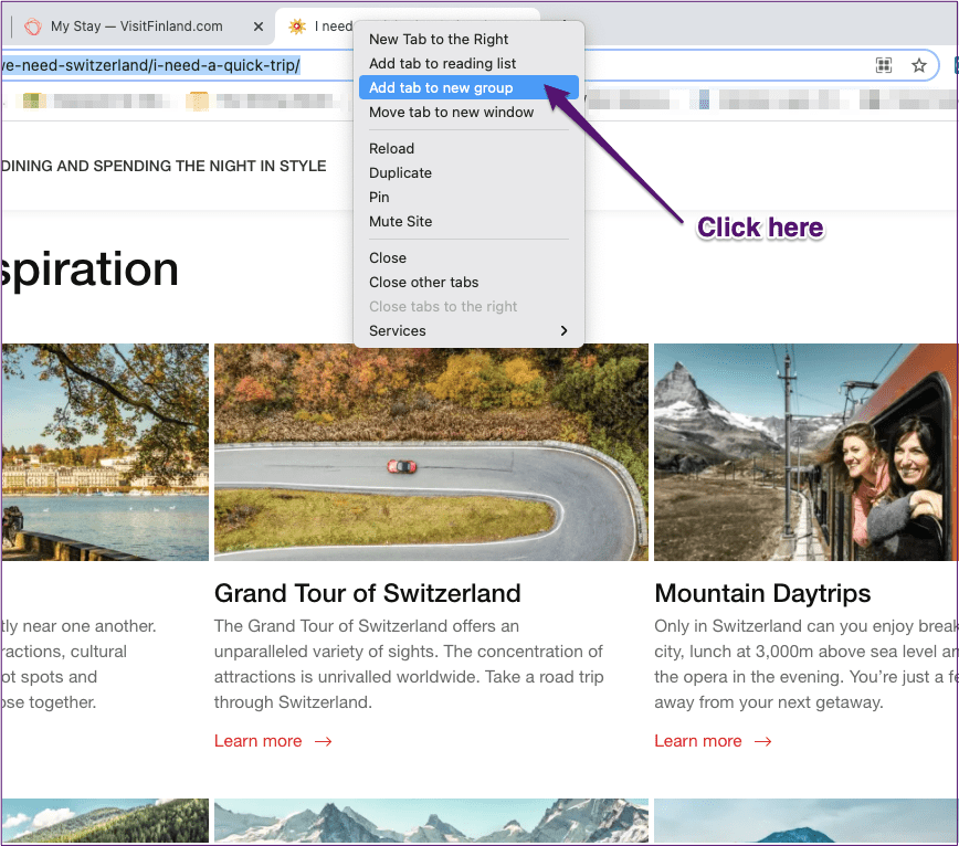 Chrome add to new group