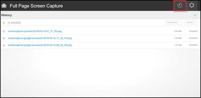 Chrome Full Page Screen Capture History 2
