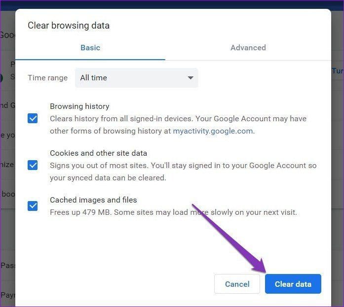 Clear Browsing Data
