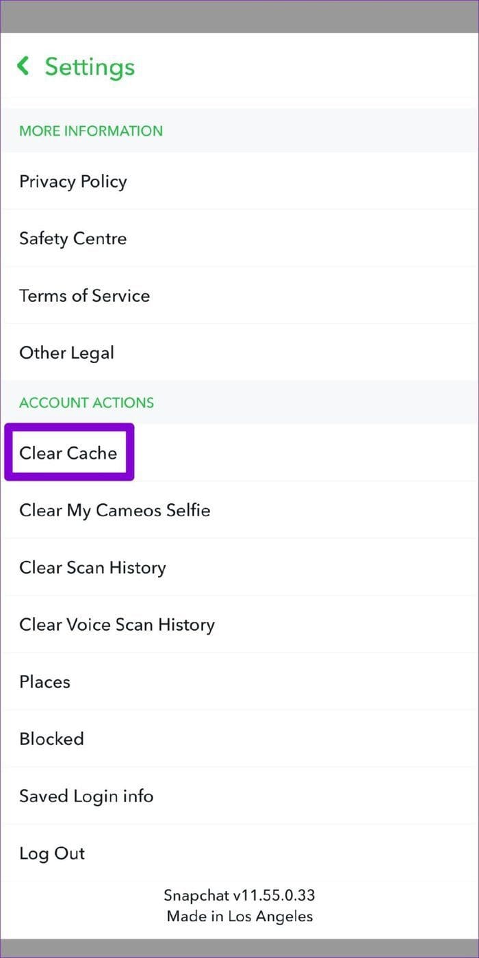 Clear Snapchat Cache