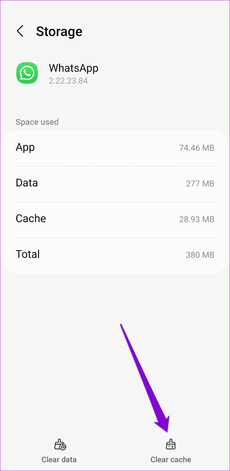 Clear WhatsApp Cache