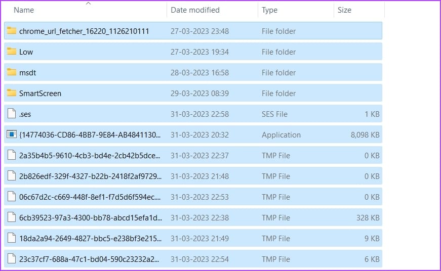 Clearing the Temp folder in File Explorer