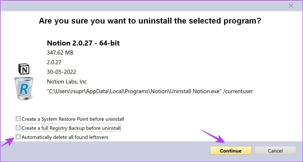 Click Continue