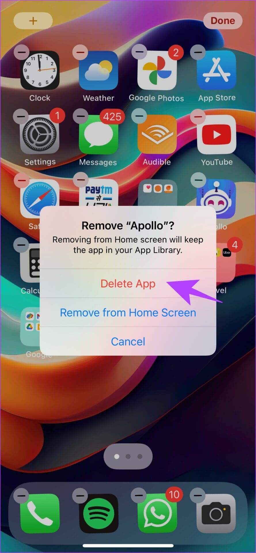 Click on Delete App