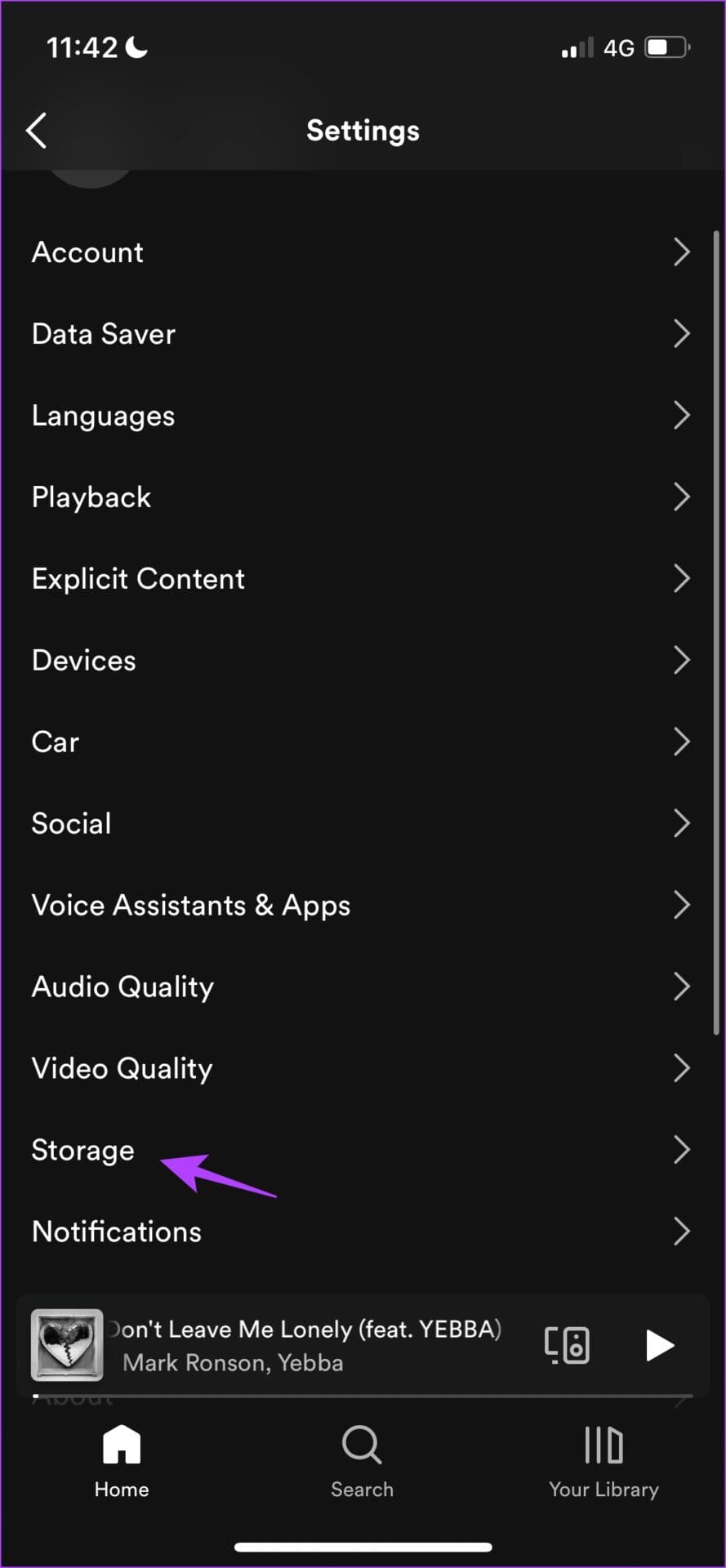 Click on Storage