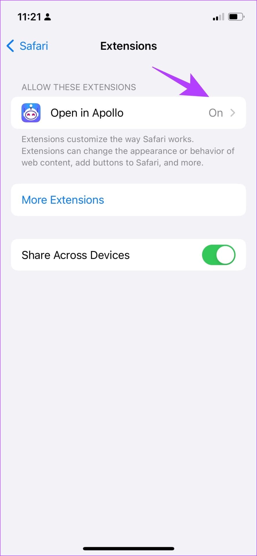 Click on the extension