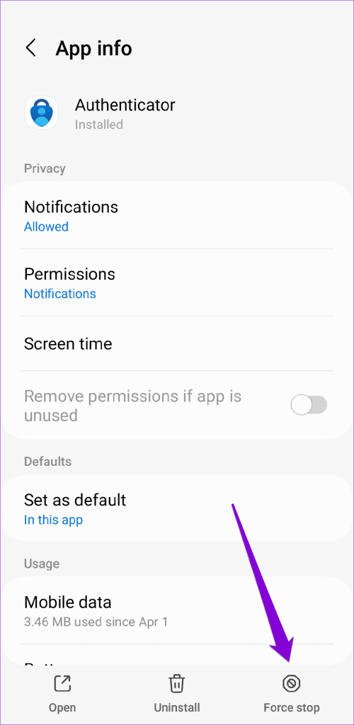 Close Microsoft Authenticator on Android