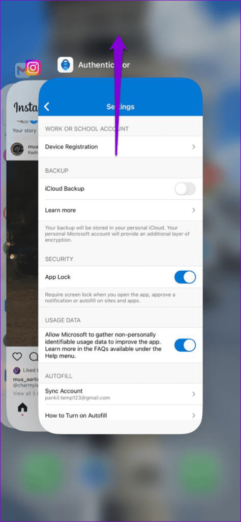 Close Microsoft Authenticator on iPhone