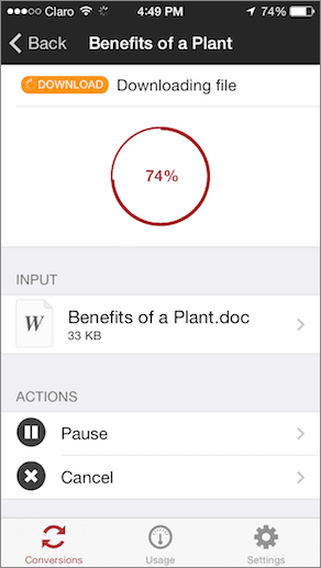 Cloud Convert Progress