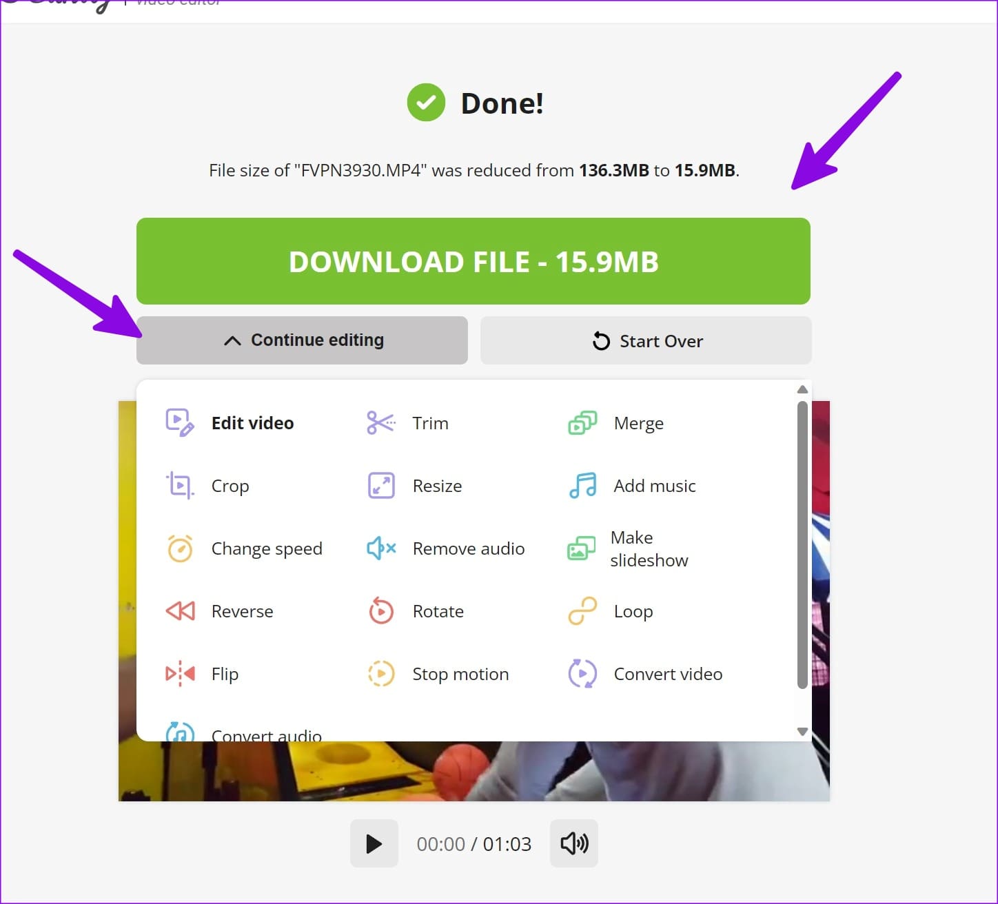 Download compressed video 
