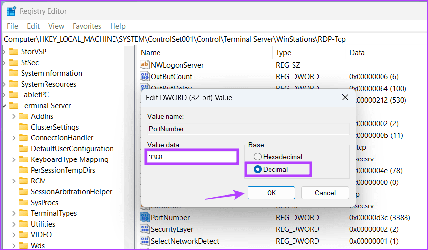 changing RDP port