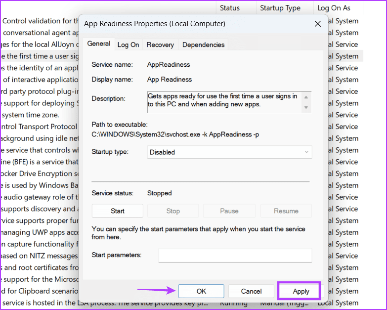 disabling app readiness service