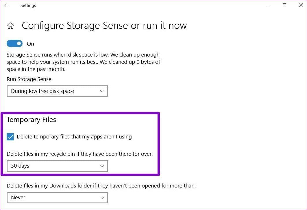 Configure Storage Sense