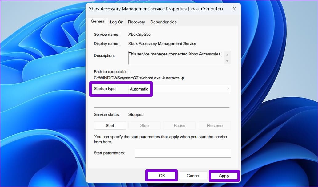 Configure Xbox Accessory Management Service