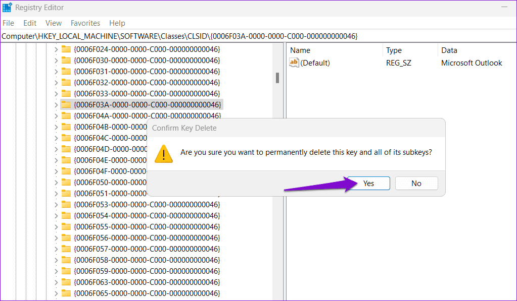 Confirm Delete Registry Key