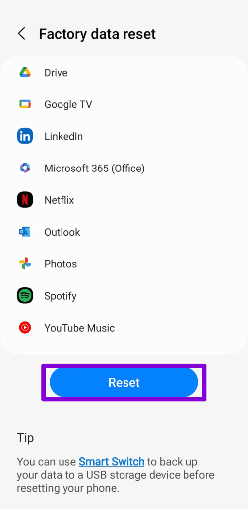Confirm Factory Reset Android Phone