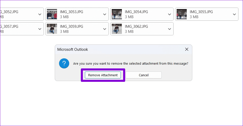 Confirm Remove Attachments in Outlook