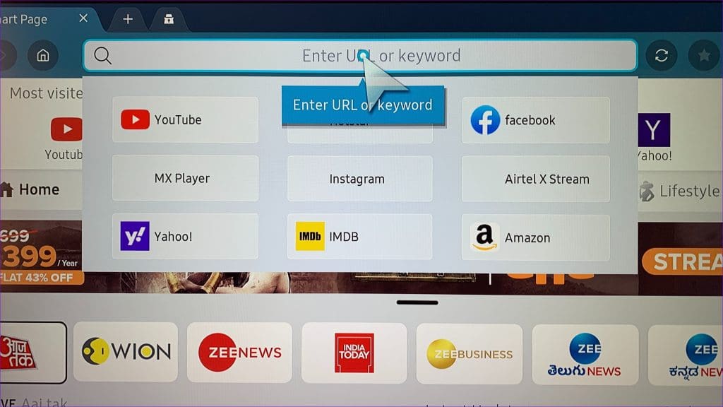 enter URL on Samsung TV