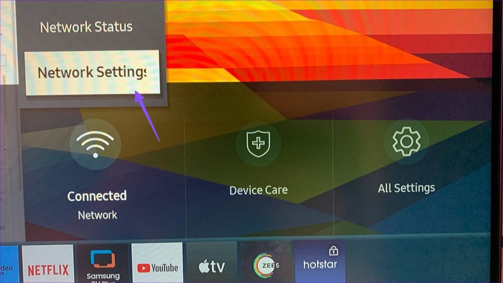 select network settings on Samsung TV