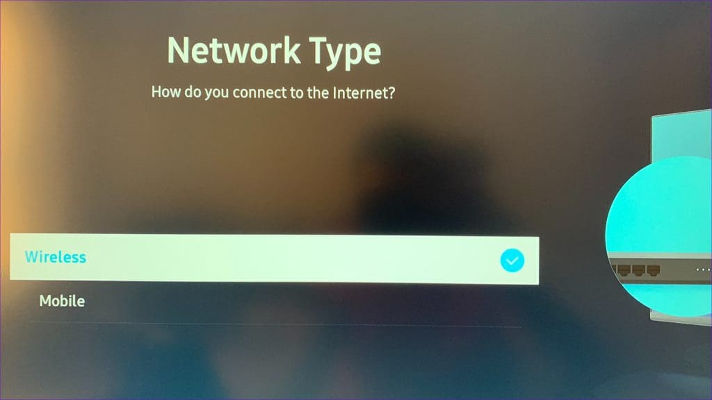 select wireless on Samsung TV