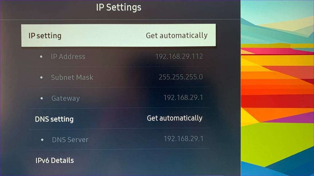 IP address on Samsung TV