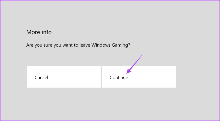 Continue button of Xbox Insider Hub