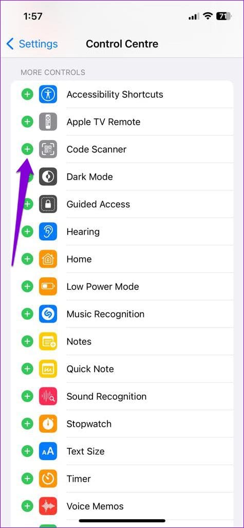 Control Center on iPhone