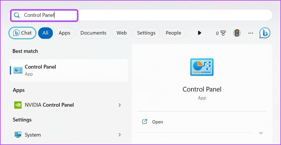 _Control Panel in the Start Menu