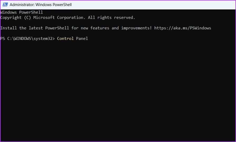 Control Panel command in PowerShell