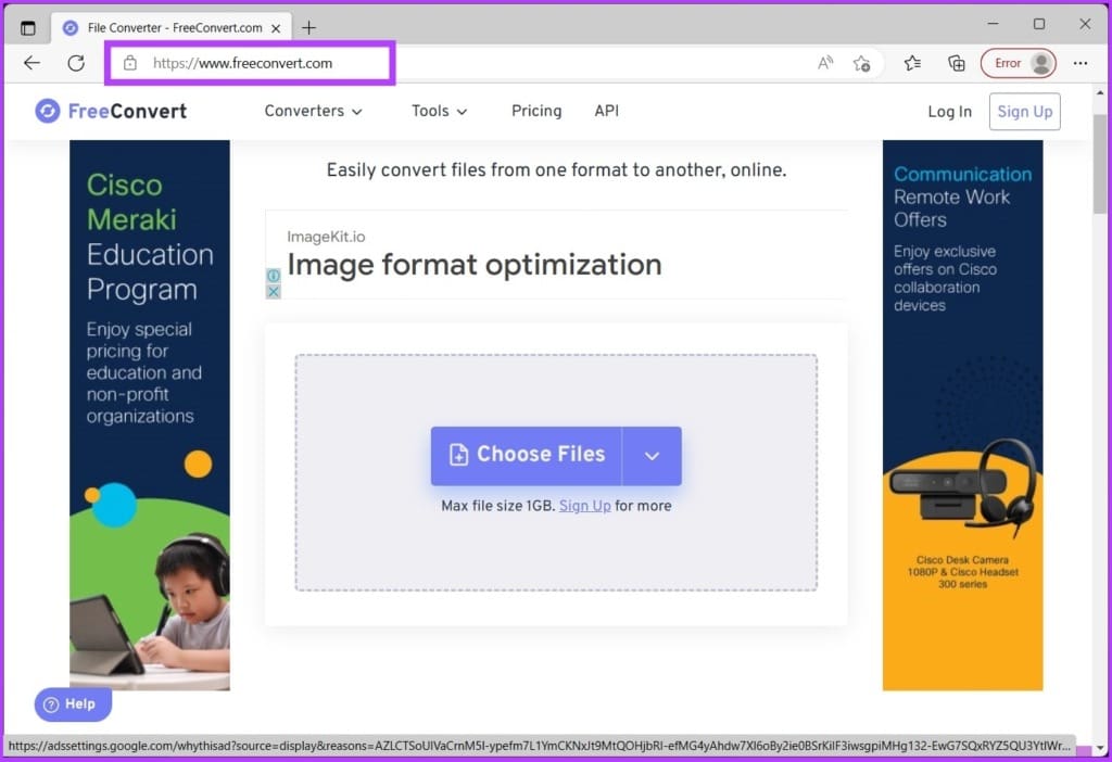 Go to FreeConvert’s website